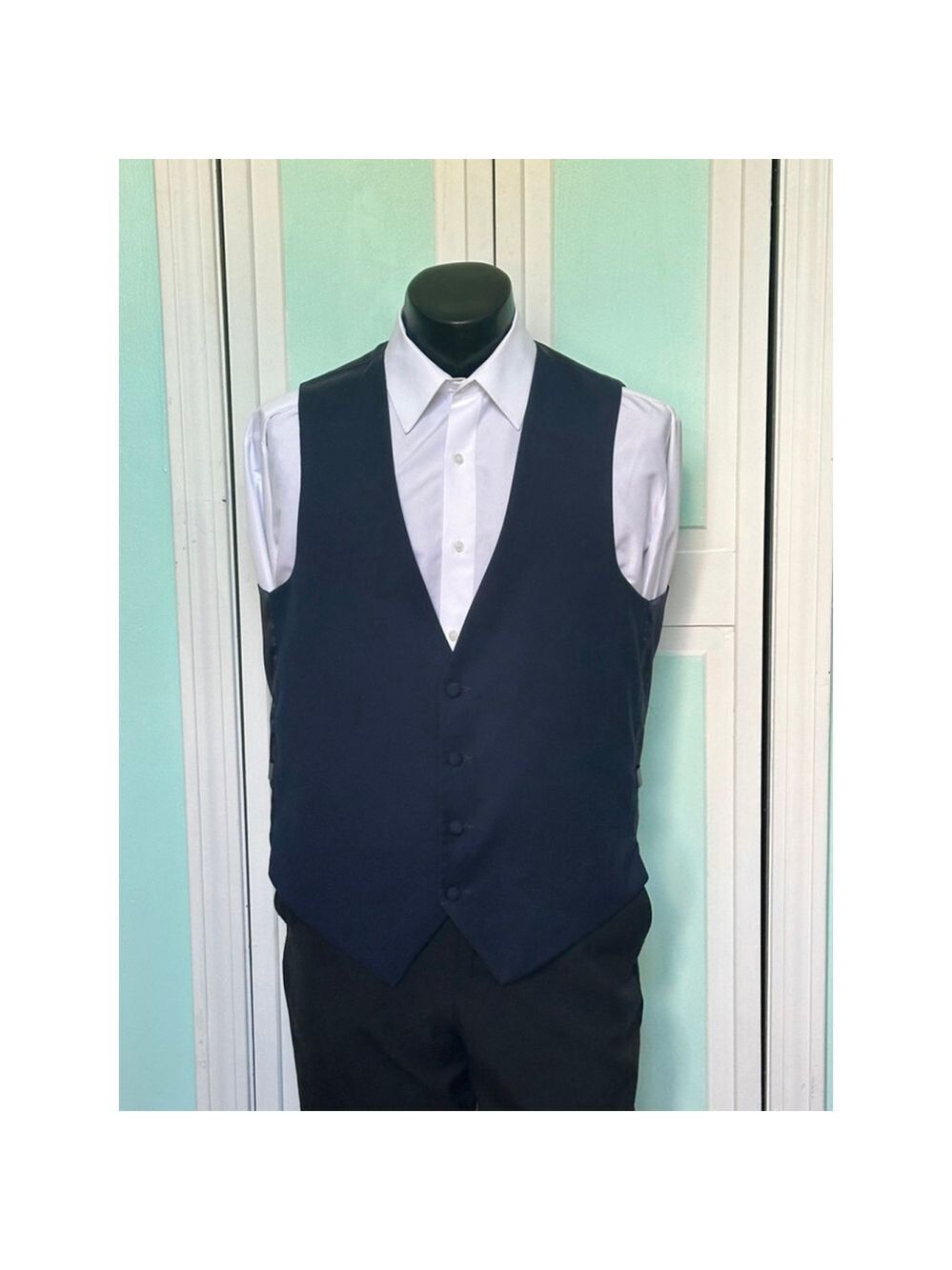 Navy Closed Back Vest Cardi International Wedding Prom Men’s Medium Tall M Long